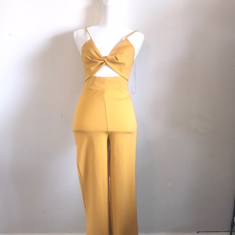 Windsor mustard/gold bell bottom jumpsuit